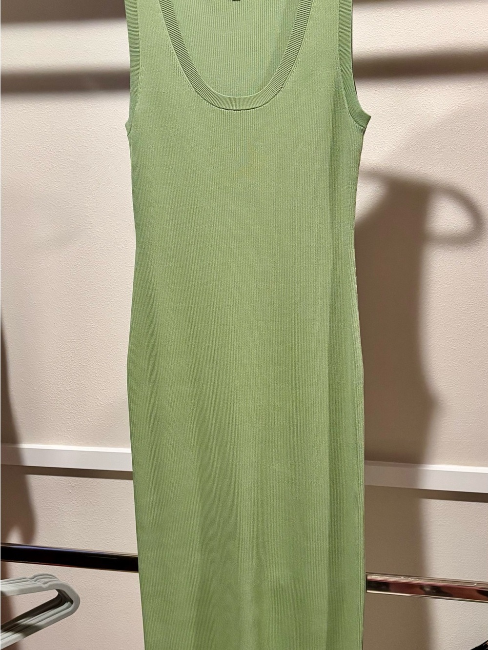 Theory Sleeveless Rib Knit Tank Dress in Light Green